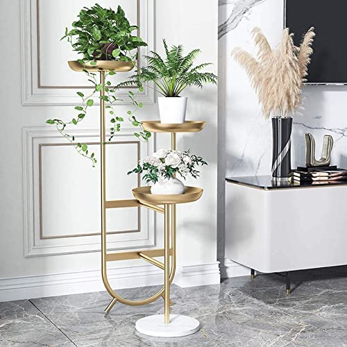 ZTZBFGM Gold, Blumenständer, Metall Blumenständer Blumentreppe Pflanzenständer Blumentopfständer Mit 3 Stufen Dekorativer Blumentopfständer Für Zuhause, Garten, Balkon