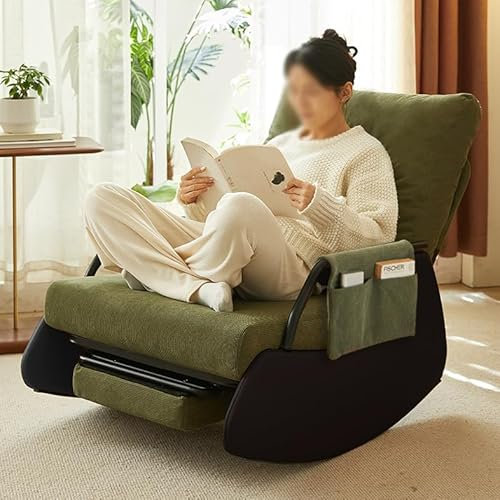 Moderner gepolsterter Schaukelstuhl für Wohnzimmer, Schlafzimmer oder Büro, Relaxsessel mit Massivholzrahmen, Stillstuhl, Lounge, Relaxsessel
