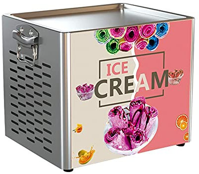 Commercial Fried Ice Roll Machine, Yoghurt Fry Ice Cream Machine, Automatic Ice Maker Frozen Pan Roller with 2 Ice Scoops for Easy Homemade Roll Ice Cream