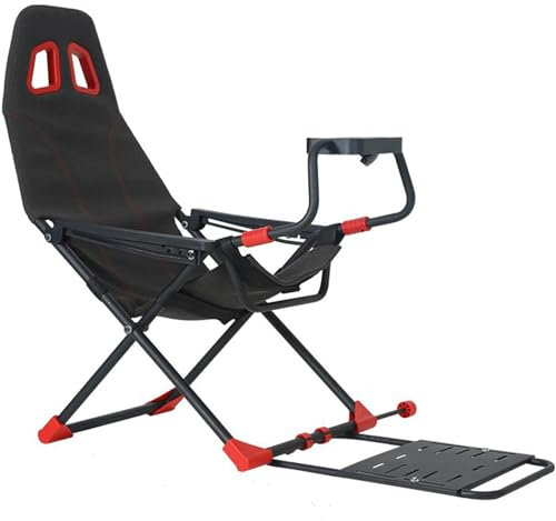 GYLSLW Faltbares Simulator Cockpit, Rennrad Simulator, Standcockpit mit Rennsitz, Verstellbarer Lenkradständer, Sitz, Rückenlehne, Ergonomie Faltbarer Simulator Cockpit