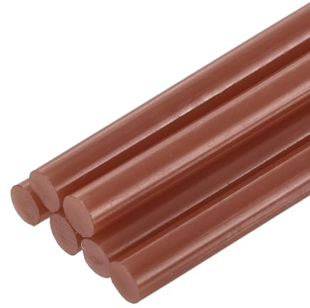QUARKZMAN 6Pz Stick Colla a Caldo Dimensioni Standard per Pistola per Colle 7mm x 200mm Colla a Caldo Bastoncini Piccoli Ricariche, Marrone Scuro
