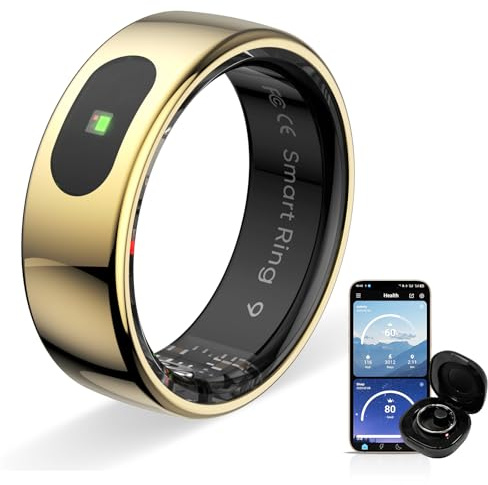 HPLSZCN Smart Ring für Herren & Damen - Touch-Steuerbarer Fitness Tracker, 5ATM Wasserdichter Smart Rings, Kompatibel mit iOS & Android (Gold, 13)