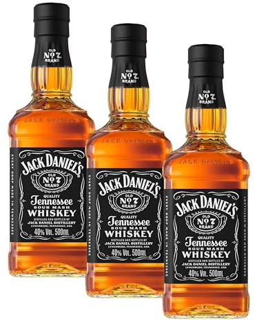 Jack Daniel's Tennessee Whiskey Old No.7 Cristal, Whiskey Suave e Intenso al Paladar, 40% Vol. Alcohol, 500ml (Paquete de 3)