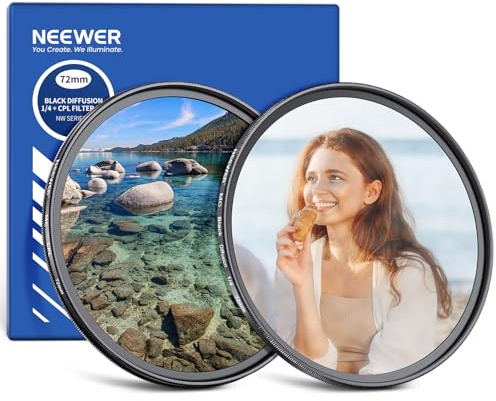 NEEWER 72mm Kit de Filtre CPL + Black Diffusion 1/4 (Pack de 2), Verre Optique Multi-Coated Polarisant Circulaire & Effet Cinématique Doux de Rêve pour Objectif d'Appareil Photo