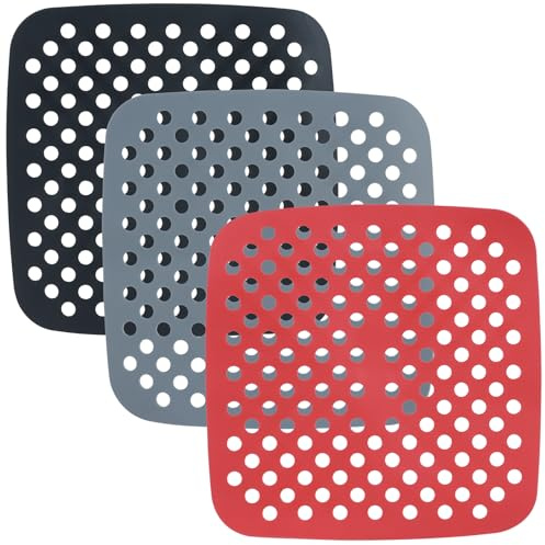 3 Piezas Alfombrillas Freidora Aire | Alfombrillas de Silicona Reutilizables Air Fryer Liner, Antiadherentes, Accesorios para freidoras sin Aceite
