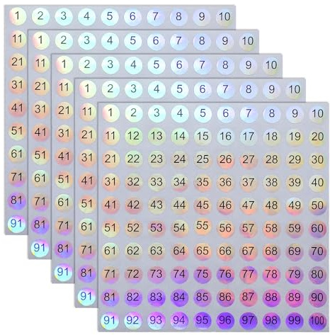 Aeaocvo 5 ark 1–100 siffror klistermärken, 1 cm självhäftande siffror svart, självhäftande siffror klistermärken, klistermärken, number klistermärken för kontor, skåp, hem, klassificering