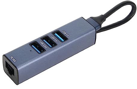 KIMISS Adaptador USB a Ethernet 4 Puertos 100Mbps RJ45 Hub, Computadora Portátil de Adaptador Múltiple USB 3.0, Tableta, Fit Pro/, Pro,