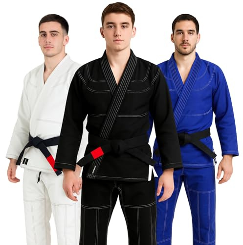 ROAR-INT Jiu Jitsu Gi Kimono Men Martial Arts Uniform Suit Brazilian BJJ Gi Grappling Kimono (Black, A2)