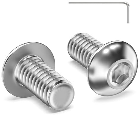 Zuyya Lot de 60 vis à tête bombée M5 x 10 mm à tête bombée à six pans creux M5 en acier inoxydable Filetage complet Vis à tête bombée avec clé à six pans creux