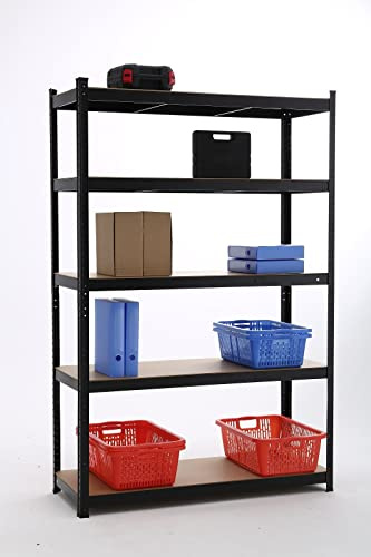 Panana Metal Racking Shelf 180X120X45CM Storage Shelves 5 Tier Garage Shelving 1.8M Storage Shelving Unit 70.86 Hx47.28 Wx17.71 D Utility Rack Shelf Unit (Black)