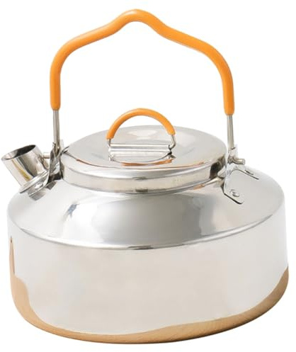 Milisten Bouilloire Inox Portable pour Camping Randonnée Théière Légère Acier Inoxydable pour Gaz et Induction Bouilloire Sifflante Multifonction pour Extérieur