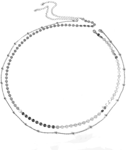 ALMLWIAJ Cadena para la Cadera Mujer Plata Dorado - Cintura Cadena Elegante para Fiestas, Verano, Noche (Plata)