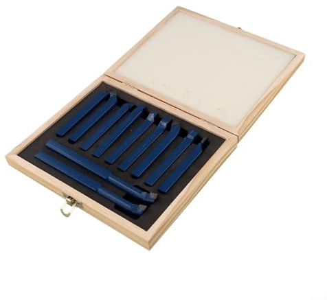 Bebykilemi Juego de 11 herramientas de corte con punta de carburo para torno de metal, 11 herramientas de corte con tamaño cuadrado de 10 mm/12 mm, hechas de acero de alta velocidad para torneado