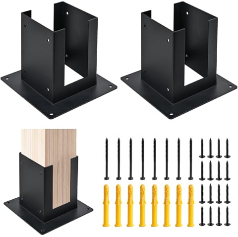 4x4 Post Base, Post Anchors (Inner Size 4x4), Deck Post Brackets Support Deck Base Mailbox Mount Post Anchor Outdoor for Support Deck Base Plate Pergola Brackets Fence Kit (2 PCS)