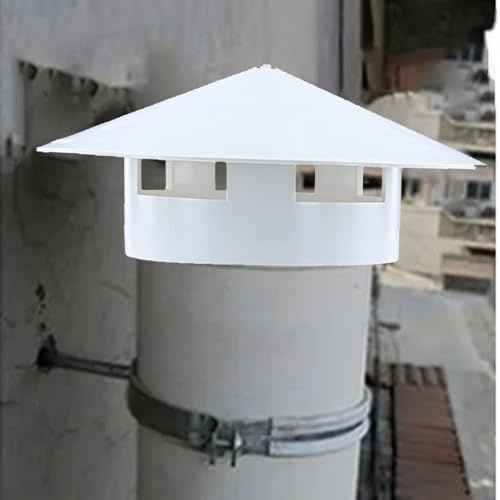 MonoSora Chapeau de pluie pour ventilation de toit en PVC - Blanc - Pour tuyau de 75 mm, 110 mm, 160 mm