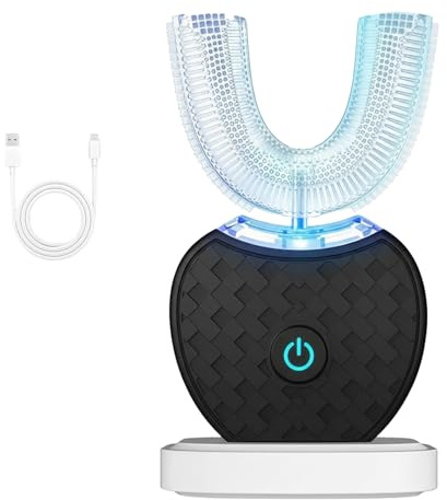 Sensepro Automatik Zahnbürste, Sensepro 360grad Schallzahnbürste, Wasserdicht gemäß IPX7, mit 3-in-1 Reinigungsfunktion, Weiche Borsten (Schwarz2.0)