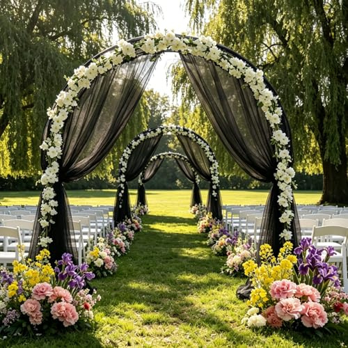 5m x 160cm Tüllstoff Meterware,Organza Stoff Meterware,Soft Tüll Schwarz,Chiffon Stoff Netzstoff Dekostoff DIY für Hochzeitsbogen Zeremonie Party Dekor Geburtstag Tüllrock