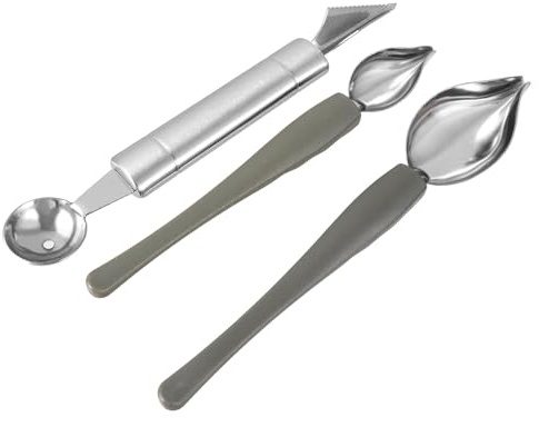 Healeved 3 Cucharas para Salsa para Hornear Pasteles Acero Inoxidable, Juego de 3 Piezas (pequeña, Grande y Escultora), Cuchara para Decoración de Tartas y Frutas, Herramienta