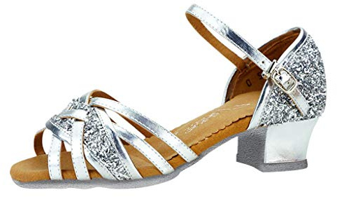 Dansskor dam, latin, silver, damskor, sommarsandaler, öppna klackskor med klack, remsandaler, kors, slingpumps, strass, glitter, högklackade, eleganta pumps, lätta