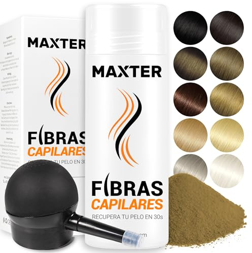 Maxter Streuhaar zur Haarverdichtung BLOND + Spray Applikator - Haarpuder gegen Kaschierung von Haarausfall - Haarpuder Männer und Frauen - Mikrofaser in Pulverform - Hair Fiber