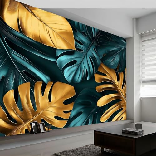 200 x 140 cm Papel pintado mural Verde Arte Papel tapiz Fotomural Planta Tropical En 3D Hojas De Monstera, Moderna Decoración Tejido no Tejido Decoración De Pared Sala Cuarto