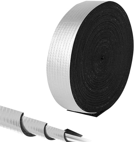 Rohrisolierung im Freien - 5cm x 10m x 5mm | Reflektierendes Gummischaumband, wetterfeste thermische Abdeckung für Wasserleitungen in Garagen und Klimaanlage, Wintergefrierschutz und Energiedichtung