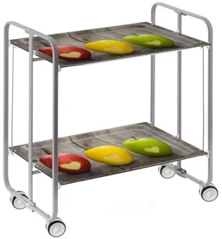 DON HIERRO - Servierwagen, klappbar, 2 Böden, grauem Rahmen. BAUHAUS-42