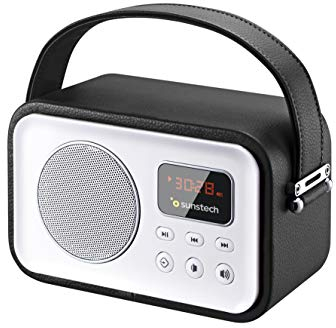 Sunstech RPBT450BK - Radio de diseño retro con Bluetooth, color negro