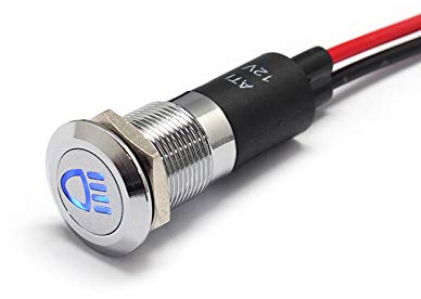 Alpinetech PL12MS 12mm 1/2 12V LED Metal Signal Indicator Pilot Dash Light (High Beam Indicator)