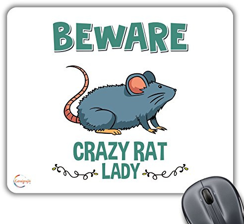 Coralgraph Inc CP528 Beware Crazy Rat Lady Novelty Gift Printed PC Laptop Computer Mouse Mat Pad