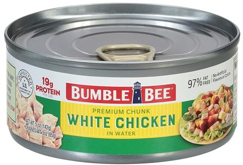 Bumble Bee Weiße Hühnerbrust mit Rippenfleisch in Wasser, 142 ml | Premium Dosenhuhn, 19 g Protein pro Dose, glutenfrei, Keto- und GLP-1-freundlich, verzehrfertig