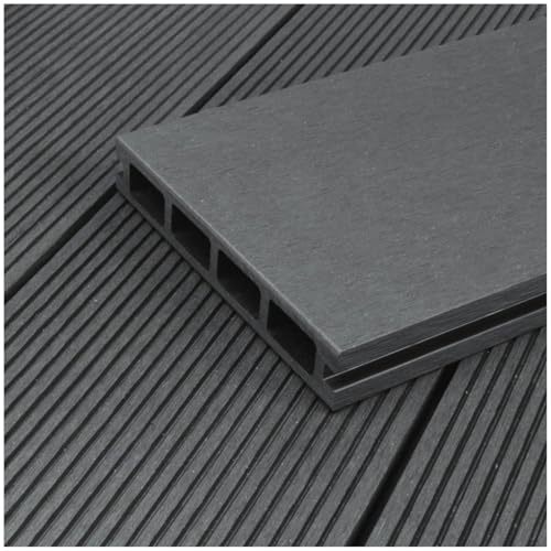 HORI Kuba WPC Terrassendielen Komplettset, Hohlkammer inkl. Unterkonstruktion & Clips, wetterfest, pflegeleicht & UV-beständig Fläche: 9 m² - 440 cm Dielenlänge - Grau