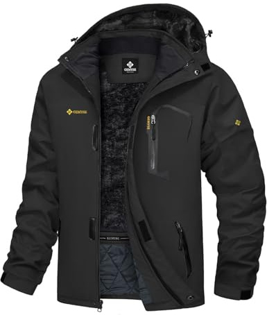 GEMYSE Veste de Ski pour Homme Impermeable Coupe-vent Manteau d'hiver Chaud avec Capuche Blouson Randonnée pour Montagne(Gris Fer,S)
