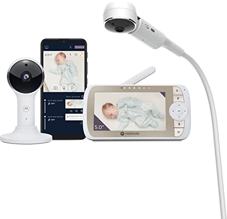 Motorola Baby Monitor VM65X Connect - Telecamera Neonato con Supporto per Culla Flessibile - Telecamera Bambini con Monitor, Visione Notturna, Comunicazione Bidirezionale e Controllo tramite App
