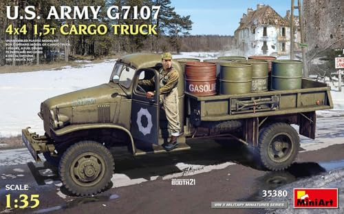 MiniArt 35380 1:35 US Transpo.-LKW G7107 4x4 1,5to (1) - originalgetreue Nachbildung, Modellbau, Plastik Bausatz, Basteln, Hobby, Kleben, Modellbausatz, Zusammenbauen, unlackiert