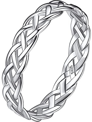 Suplight Damen Ringe Silber 925 Kettenring Cuban Link Ring Keltischer Knoten Ring Ketten Silberring Größe 62 Ringe für Freundschaftsring Paaring