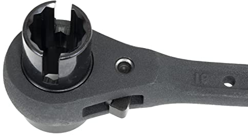 HASKYY Chiave a Cricchetto per Ponteggi Con Intaglio per Dado Ad Ala 19/22 mm, Destra/Sinistra Commutabile - Doppia Chiave a Bussola 4 in 1