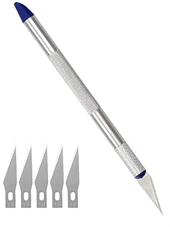 Skalpell Basteln Set, Inkl. 1 Bastelmesser und Schutzkappe, 6 Skalpell Klingen, Benutzt als DIY Schnitzmesser, Bastelmesser skalpell, Hobbymesser, Cutter für Art Work Caving