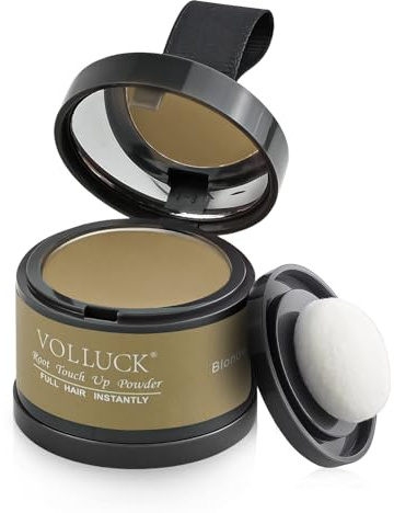 VOLLUCK Ansatzpuder 4g – Deckt graue Haare & kaschiert lichte Stellen, Langanhaltende Abdeckung Haaransatz Puder für Männer & Frauen – einfache Anwendung & Natürliches Finish (Blond)