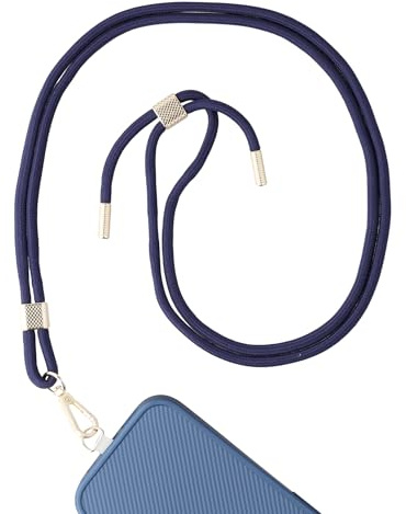 AHABIPERS Handykette Universal, Nylon Handy Kette, Verstellbarer Crossbody Handyschnur, Handy Umhängeband Kompatibel mit Meisten Smartphones, TPU Handy-Patch mit Metallring - ohne Hülle (Blau)