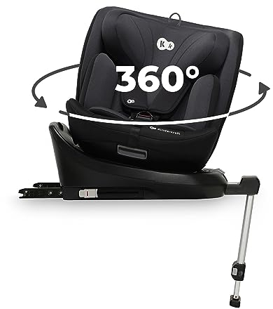 Kinderkraft I-360 Kindersitz 0-36 kg, I-SIZE 40-150 cm, Reboarder 360 grad drehbar, Kinderautositz mit Isofix station, FWF und RWF, Verstellbare Kopfstütze/Rückenlehne mit Liegeposition, Schwarz