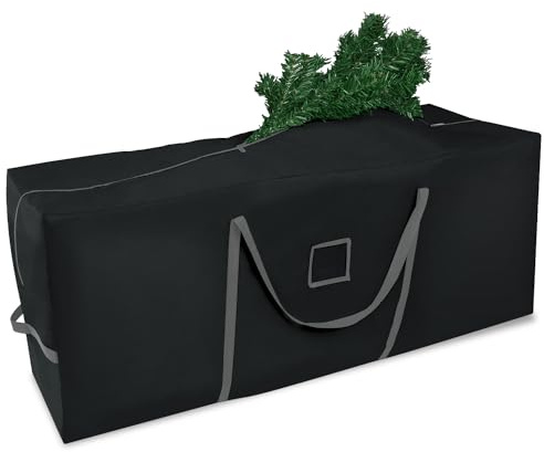 Miaikoe Christmas Tree Storage Bag - Fits Up to 7.5 FT, Waterproof Heavy Duty 600D Oxford Xmas Holiday Tree Bag with Dual Zipper & Durable Handles 127 x 38 x 50cm (Black)