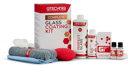 Gtechniq Glass Coating Kit for Cars, Window Cleaning with Rain Repellent and Water Repellent, Glass Polish, Microfibre Towel and More Car Accessories for Window Cleaning