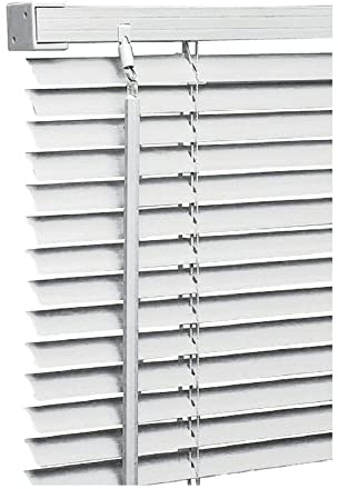 White PVC Plain Venetian blinds - Metal Headrail & Fittings - 25mm Thin slats Trimmable Easy fit - window Treatment Shutters - Home Offices Blind (Width 225cm x Drop 150cm)