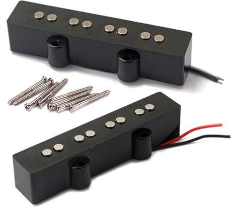 ibasenice Saitiges Jb-stil Bass Pickup Set Mit Alnico Magneten Mittelstarker Output Open-style Bridge Und Neck Tonabnehmer Schwarz Inkl Schrauben Und Federn Geeignet Für Jazz Bass Sound