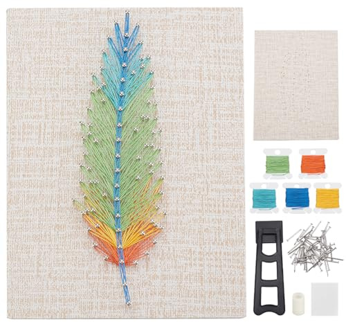 WEBEEDY Kit de arte de cuerda 3D para adultos principiantes, kit de manualidades de cuerda de uñas de plumas, incluye todos los accesorios y marco necesarios, kits de manualidades creativas para