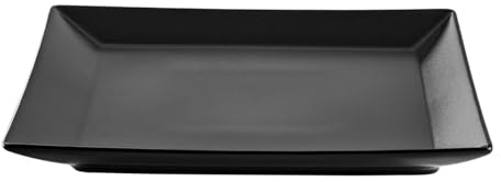 METRO Professional Platos llanos de cerámica de gres, 30 x 30 cm, cuadrados, negros, juego de 4 unidades, aptos para microondas y lavavajillas, apilables