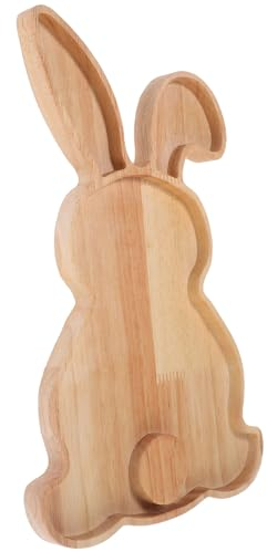 qiqiaollo Easter Bunny Charcuterie Board - Easter Wooden Serving Tray Easter Rabbit Plates Meat Cheese Board for Snacks Cookies Fruits Cheese Display Food Dish/600