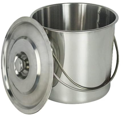 Eimer Edelstahl 12L Edelstahleimer Milcheimer Kücheneimer Metalleimer Futtereimer mit Edelstahl Deckel