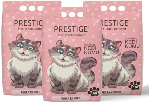 Prestige Katzenstreu - Geruchsneutralisierende Klumpstreu für Katzen - Staubfreies Katzenstreu - Natürlich & Unbeduftet - Mehrkatzenformel - Geringe Verfolgung (Puderduft, 3 x 10l)